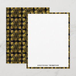 金ゴールドブラック古代ギリシャの蛇行パターン ノートカード