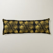 金ゴールドブラック古代ギリシャの蛇行パターン ボディピロー (裏面)