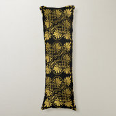 金ゴールドブラック古代ギリシャの蛇行パターン ボディピロー (正面縦)