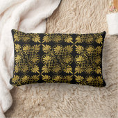 金ゴールドブラック古代ギリシャの蛇行パターン ランバークッション (ブランケット)