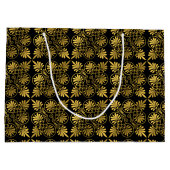 金ゴールドブラック古代ギリシャの蛇行パターン ラージペーパーバッグ (裏面)
