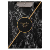 金ゴールドブラック大理石クリップボーカスタムド文字 – ロゴ クリップボード (正面)