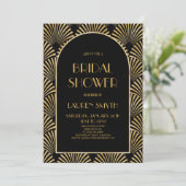 金ゴールドブラック幾何アールデコブライダルシャワー 招待状 (スタンド正面)
