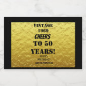 金ゴールドブラック応援50誕生日熟成 リキュールボトルラベル (シングルラベル)