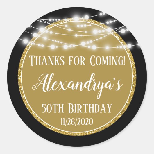 金ゴールドブラック感謝していメッセージカード来用 ラウンドシール (正面)