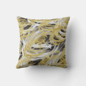 金ゴールドブラック抽象芸術スワールモノグラム クッション (裏面)