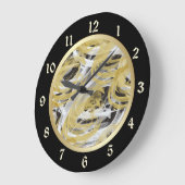 金ゴールドブラック抽象芸術旋回 ラージ壁時計 (傾斜)