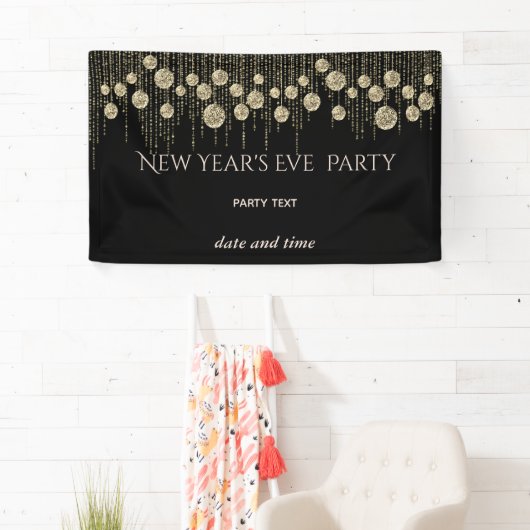 金ゴールドブラック新年のイブパーティー眩しい贅沢 横断幕 (インサイチュ)