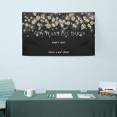 金ゴールドブラック新年のイブパーティー きらめく 横断幕 (トレードショー)