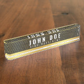 金ゴールドブラック机用ネームプレートとモノグラムと金ゴールドl デスクネームプレート (側面)