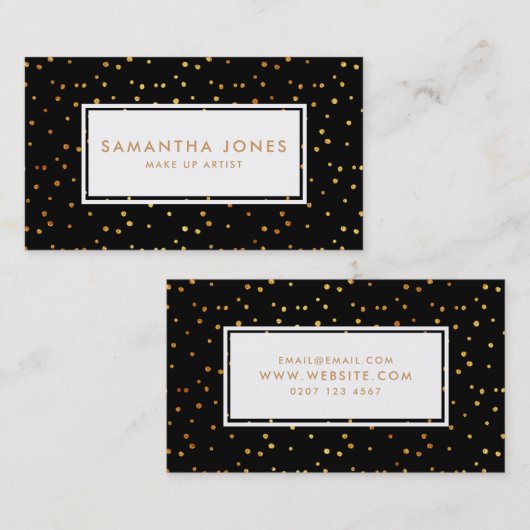 金ゴールドブラック水玉模様メイクアップアーティスト名刺 名刺 (正面/裏面)
