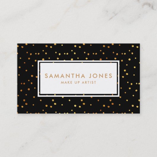 金ゴールドブラック水玉模様メイクアップアーティスト名刺 名刺 (正面)