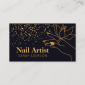 金ゴールドブラック爪、 ネイル技術 名刺 (正面)