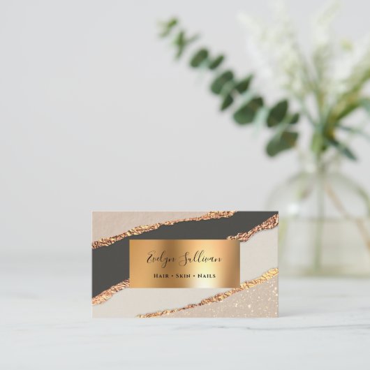 金ゴールドブラック紙デザイン名刺 名刺 (スタンド正面)