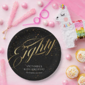 金ゴールドブラック紙吹雪グリッター880誕生日 ペーパープレート (パーティー)