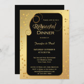 金ゴールドブラック紙吹雪リハーサルディナー招待状 招待状 (正面/裏面)