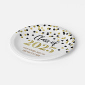 金ゴールドブラック紙吹雪卒業2025 ペーパープレート (アングル)