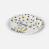 金ゴールドブラック紙吹雪応援から50年誕生日 ペーパープレート (アングル)