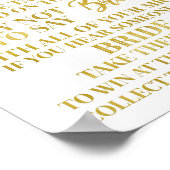 金ゴールドブラック紙吹雪花嫁のゲームサインを言わない ポスター (角)