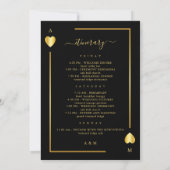 金ゴールドブラック結婚のウェルカムレターの旅程カード 招待状 (裏面)