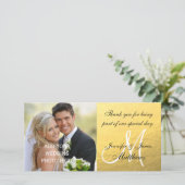 金ゴールドブラック結婚のThank You Message サンキューカード (スタンド正面)