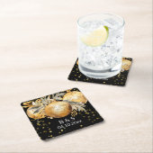 金ゴールドブラック結婚クリスマス スクエアペーパーコースター (インサイチュ)