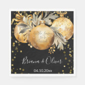 金ゴールドブラック結婚クリスマス スタンダードランチョンナプキン (正面)