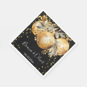 金ゴールドブラック結婚クリスマス スタンダードランチョンナプキン (角)