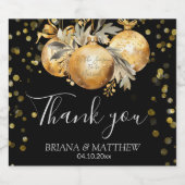 金ゴールドブラック結婚クリスマス スパークリングワインラベル (シングルラベル)