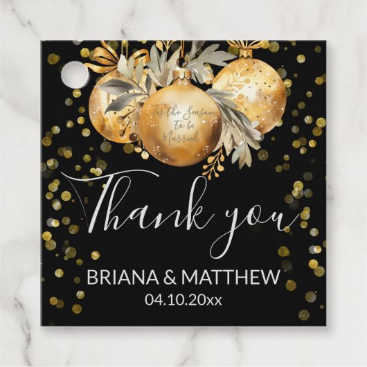 金ゴールドブラック結婚クリスマス フェイバータグ (正面)