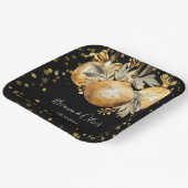 金ゴールドブラック結婚クリスマス ペーパープレート (傾斜あり)