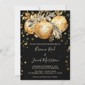 金ゴールドブラック結婚クリスマス 招待状 (正面)