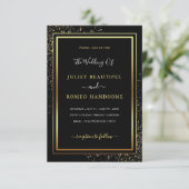 金ゴールドブラック結婚式招待状フォントまたはカラー 招待状 (スタンド正面)