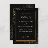 金ゴールドブラック結婚式招待状フォントまたはカラー 招待状 (正面/裏面)