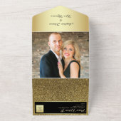 金ゴールドブラック結婚書道 オールインワン招待状 (外側)