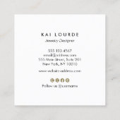 金ゴールドブラック絵を描抽象芸術リーフブランチスクエアブ スクエア名刺 (裏面)