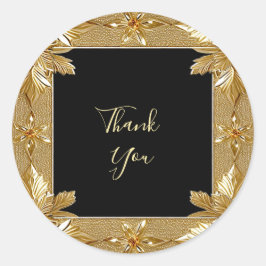 金ゴールドブラック華美フローラシール ラウンドシール