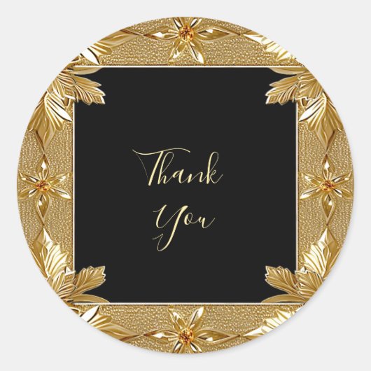 金ゴールドブラック華美フローラシール ラウンドシール (正面)