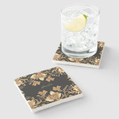 金ゴールドブラック華美フローラストーンコースター ストーンコースター (横)