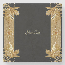 金ゴールドブラック華美フローラストーンコースター ストーンコースター