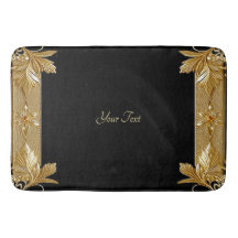 金ゴールドブラック華美フローラバスマット