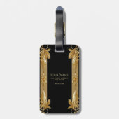 金ゴールドブラック華美フローララゲージタグ ラゲッジタグ (裏面縦)