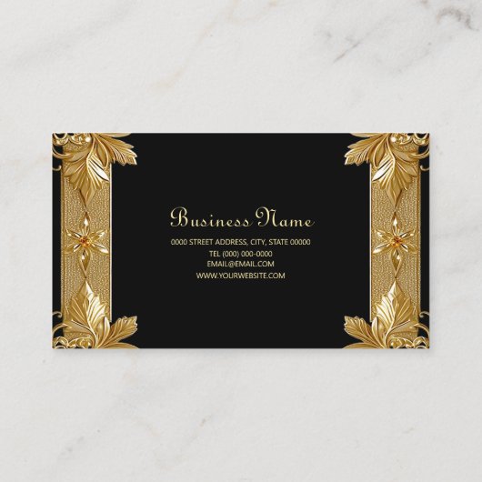 金ゴールドブラック華美フローラ名刺 名刺 (裏面)