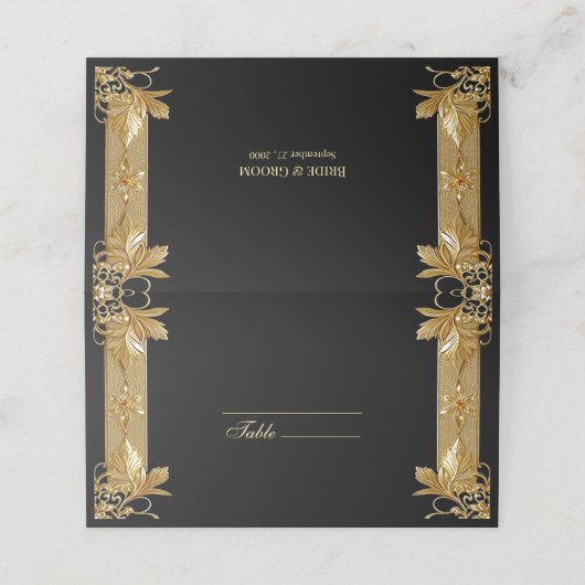 金ゴールドブラック華美フローラ座席表 プレイスカード (外部開封)