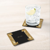 金ゴールドブラック華美フローラ紙コースター スクエアペーパーコースター (インサイチュ)