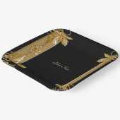 金ゴールドブラック華美フローラ紙プレート ペーパープレート (傾斜あり)