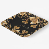 金ゴールドブラック華美フローラ紙プレート ペーパープレート (傾斜あり)