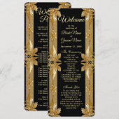 金ゴールドブラック華美フローラ結婚式 プログラム (正面/裏面)