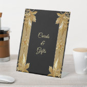 金ゴールドブラック華美フローラ表シンボルや象徴 台座サイン (インサイチュ)