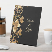 金ゴールドブラック華美フローラ表シンボルや象徴 台座サイン (インサイチュ)